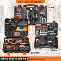 CARTMAN 52/148/152/238pcs Tool Set General Household Hand Kit with Plastic Toolbox Storage Case