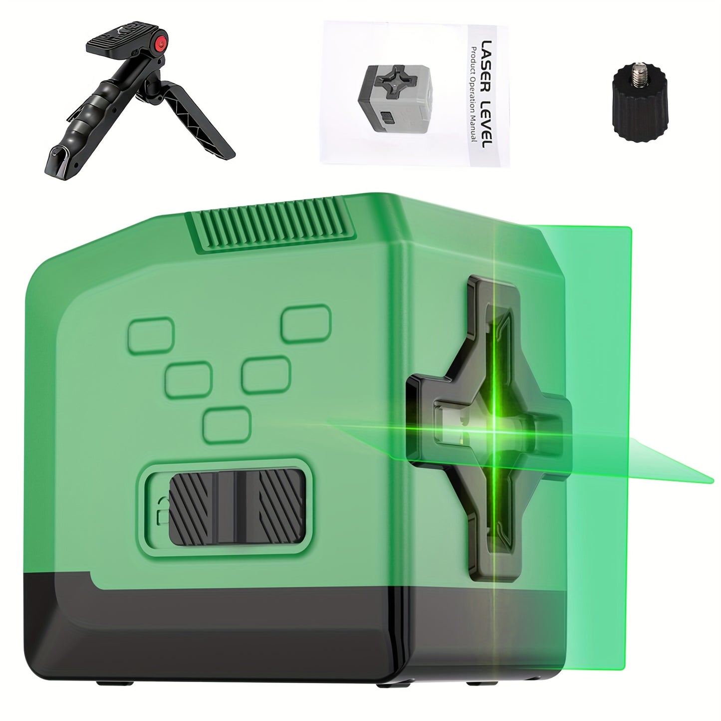 Green Laser Level Kit - 360° Self-Leveling, 16 Lines, Remote Control, Rechargeable Battery, Tripod Stand, Portable Hard Case