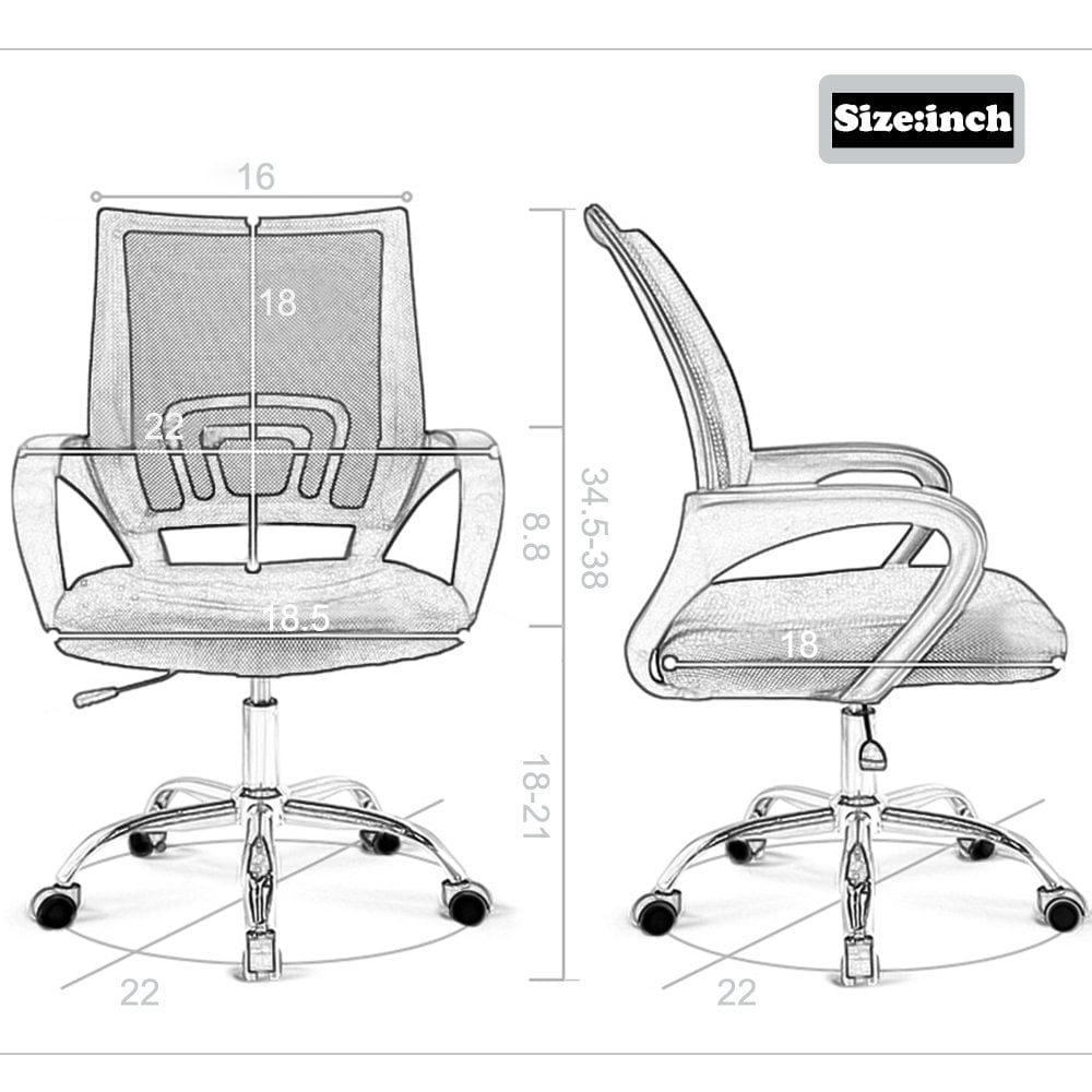 Ergonomic Office Chair, Lumbar Support, Adjustable Height with Armrests for Adults