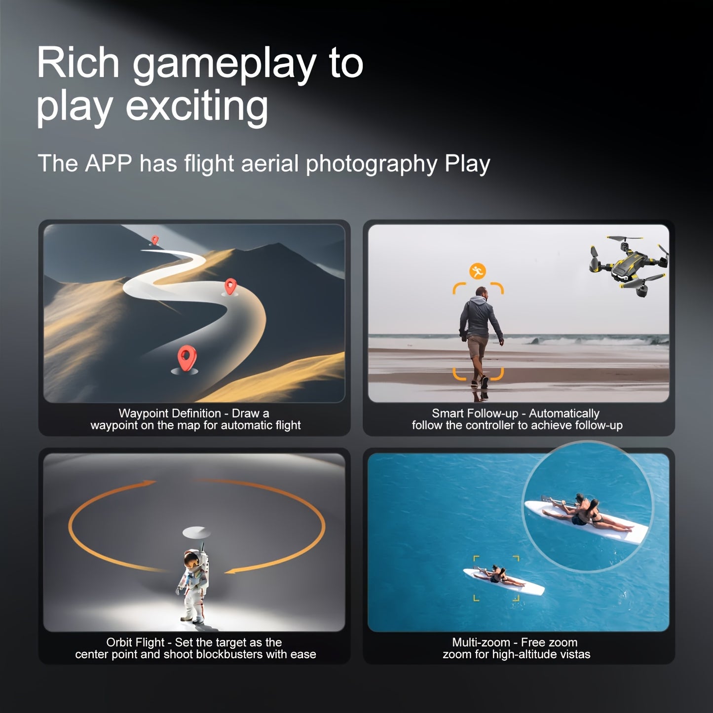 Drone with 4K HD Dual Cameras, 540° Obstacle Avoidance Brushless Motor, FPV Real-Time View