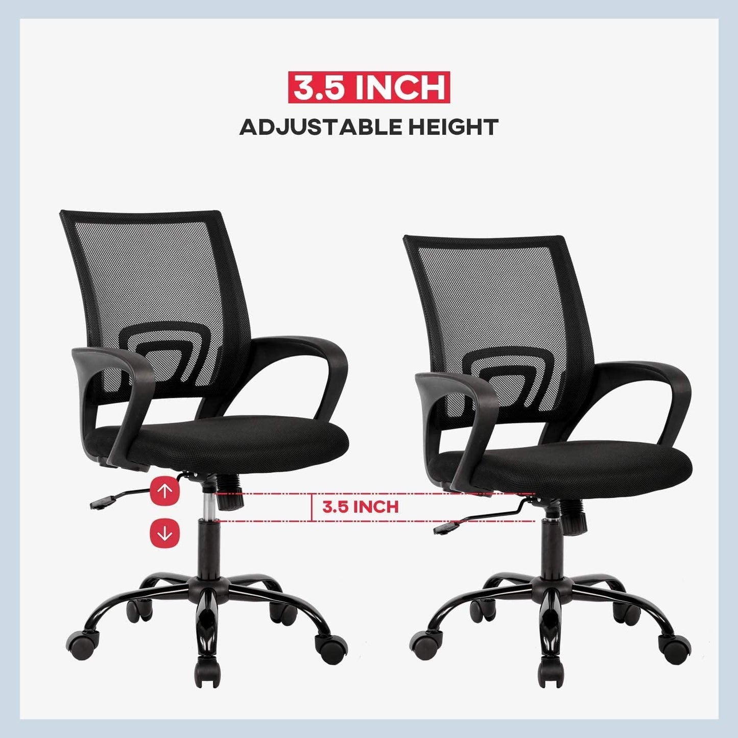 Ergonomic Office Chair, Lumbar Support, Adjustable Height with Armrests for Adults