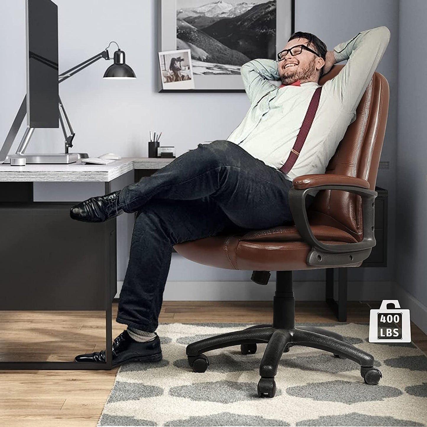 Home Office Chair, 400LBS 8Hours Heavy Duty Design, Ergonomic High Back Cushion Lumbar Back Support, Computer Desk Chair, Big and Tall Chair for Work