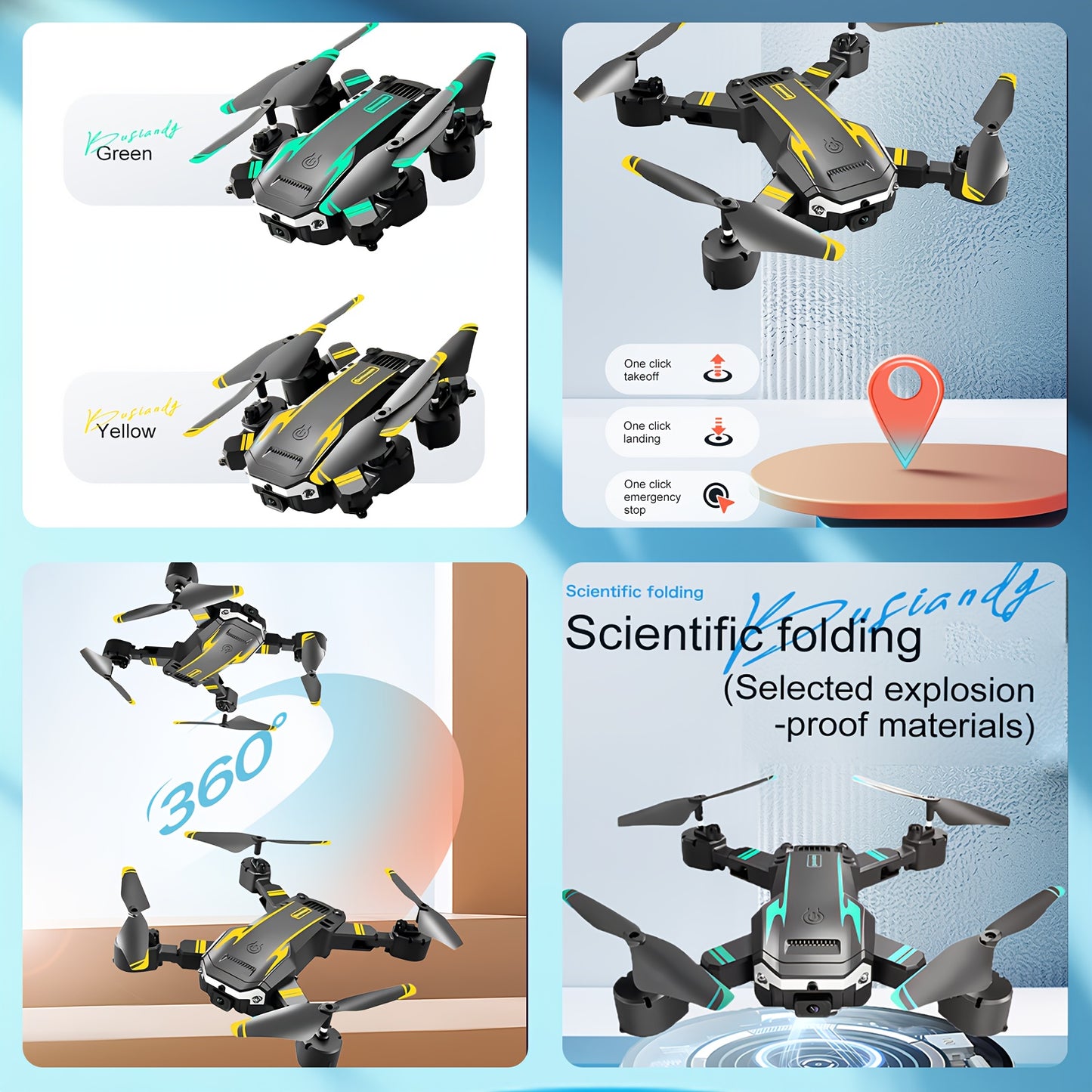 Drone with 4K HD Dual Cameras, 540° Obstacle Avoidance Brushless Motor, FPV Real-Time View
