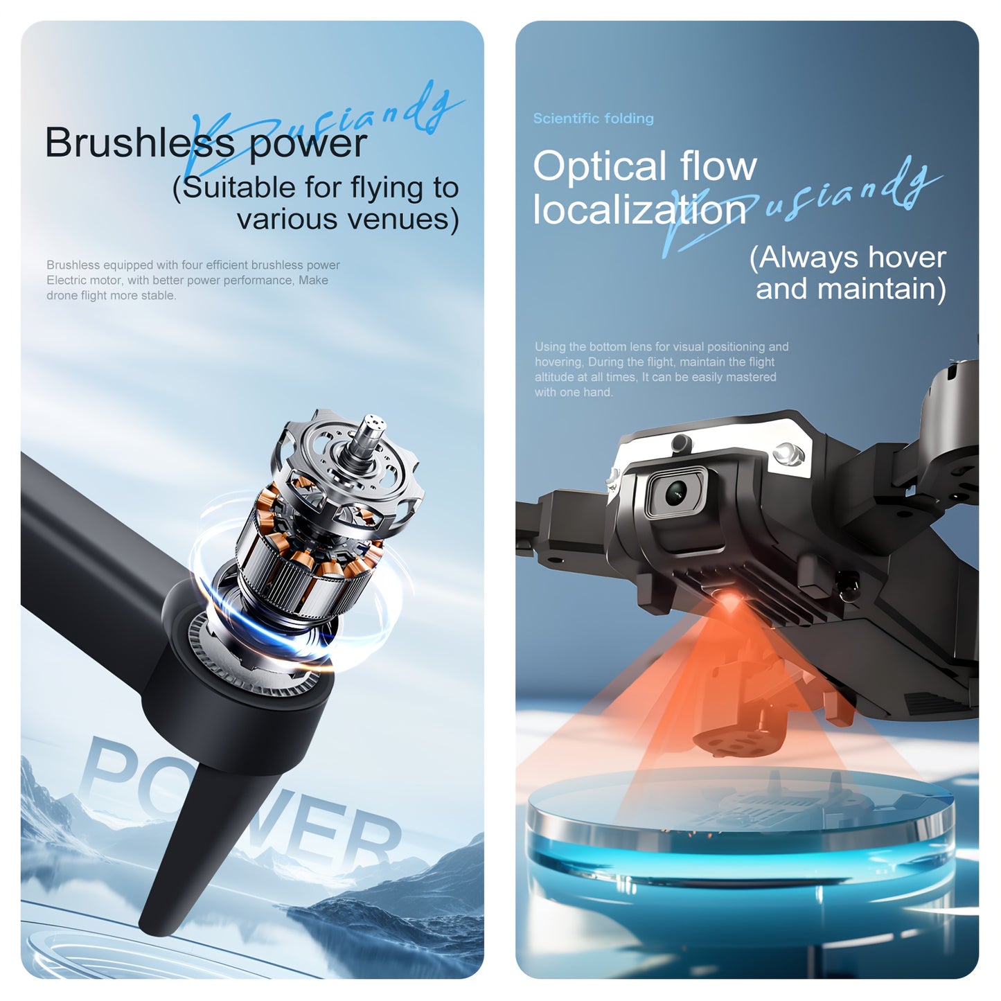Drone with 4K HD Dual Cameras, 540° Obstacle Avoidance Brushless Motor, FPV Real-Time View