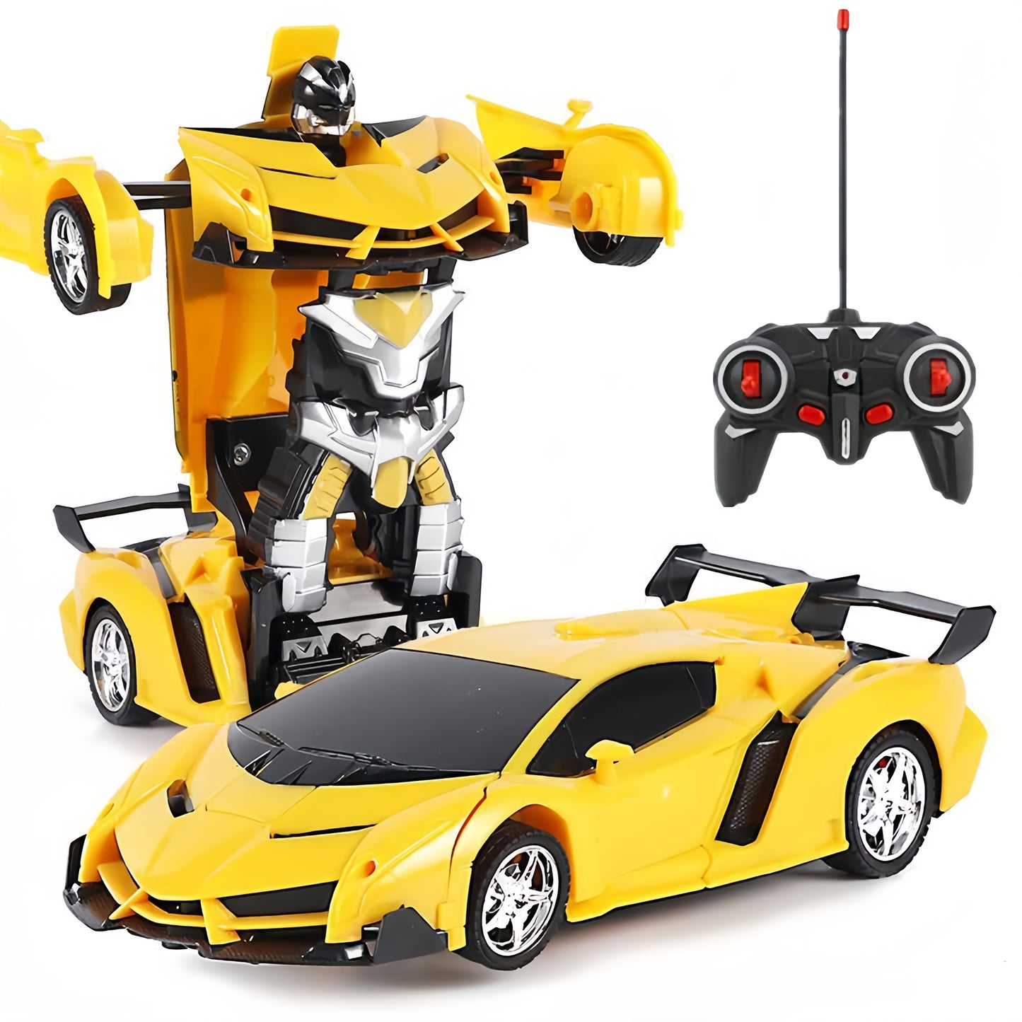 Remote Control Car, One-button Deformation Robot Remote Control Toy Car With Cool LED Headlights