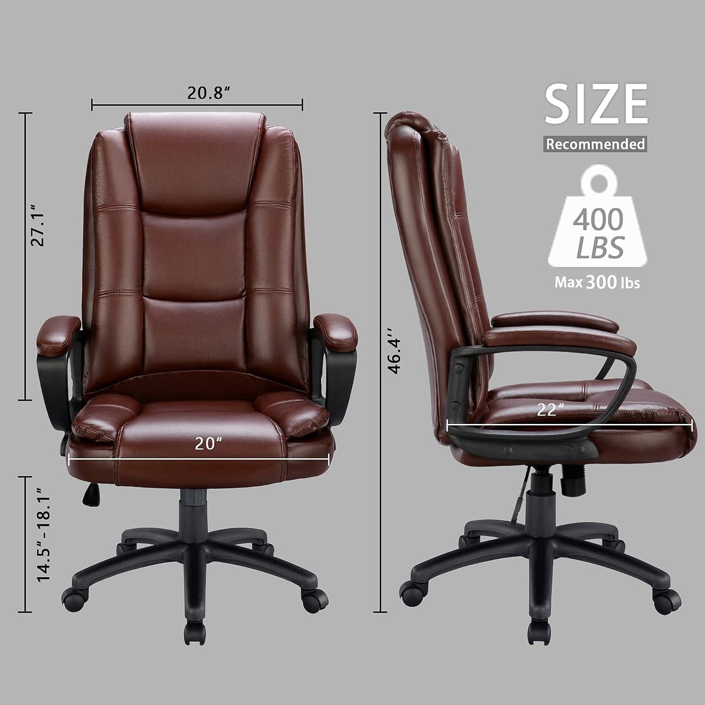 Home Office Chair, 400LBS 8Hours Heavy Duty Design, Ergonomic High Back Cushion Lumbar Back Support, Computer Desk Chair, Big and Tall Chair for Work