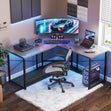 Computer Desk L Shaped, 51” Reversible L Shaped Computer Desk with Monitor Stand, Home Office Desk, Carbon Fiber Black