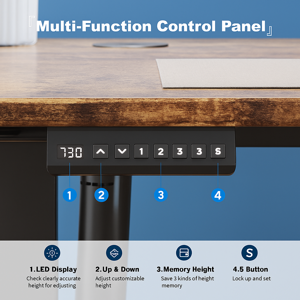 Electric Adjustable Standing Desk 40, 48 & 55 Inches x 24 Inches