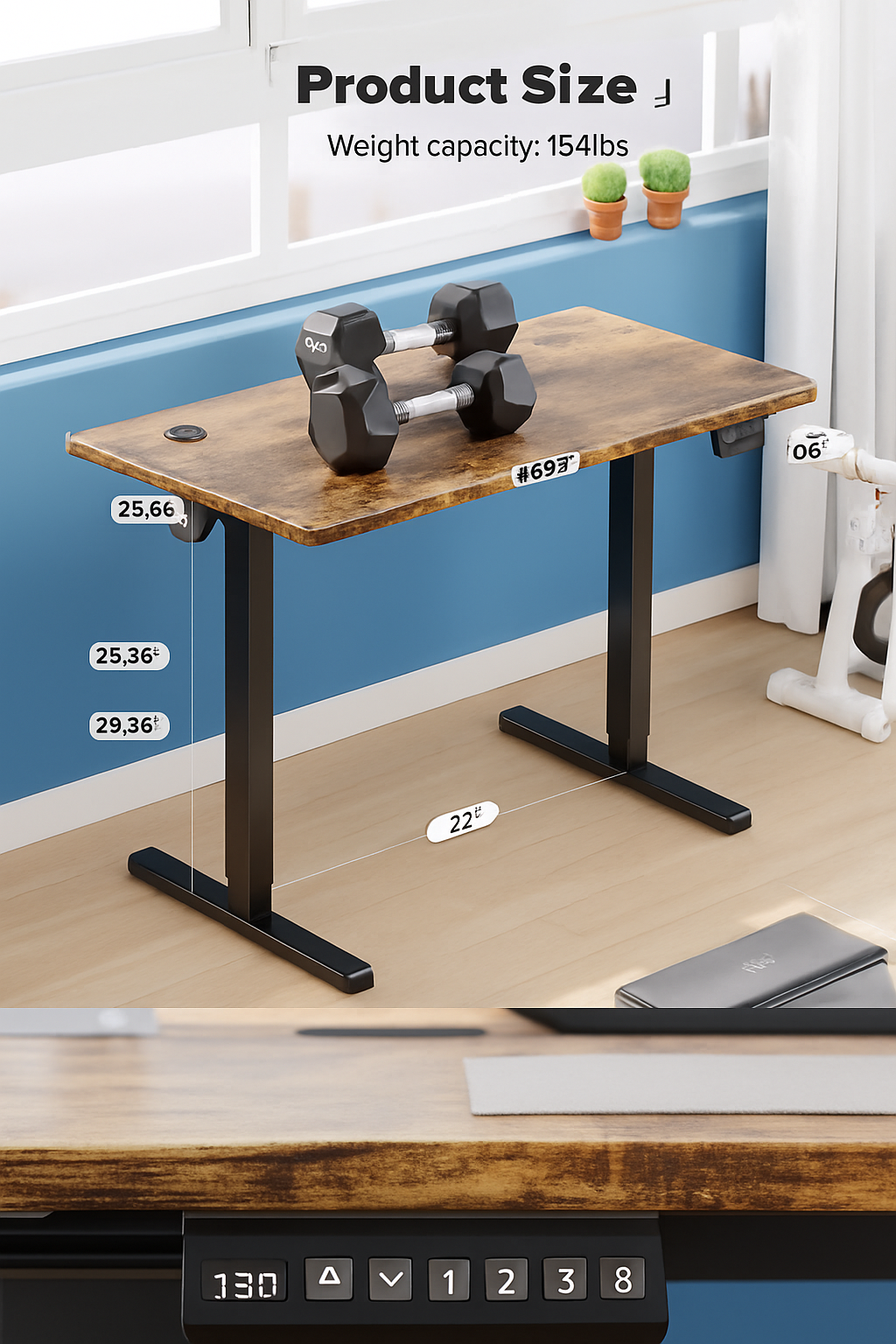 Electric Adjustable Standing Desk 40, 48 & 55 Inches x 24 Inches