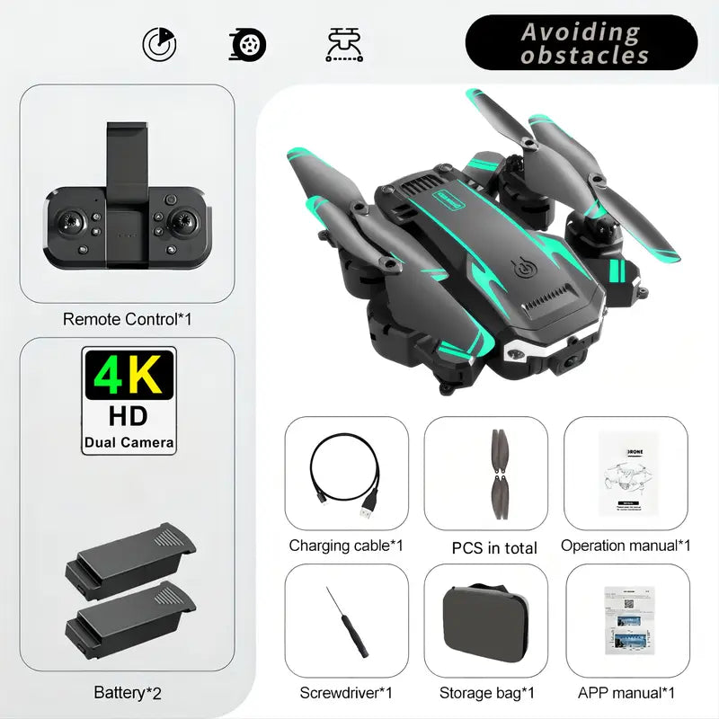 Drone with 4K HD Dual Cameras, 540° Obstacle Avoidance Brushless Motor, FPV Real-Time View