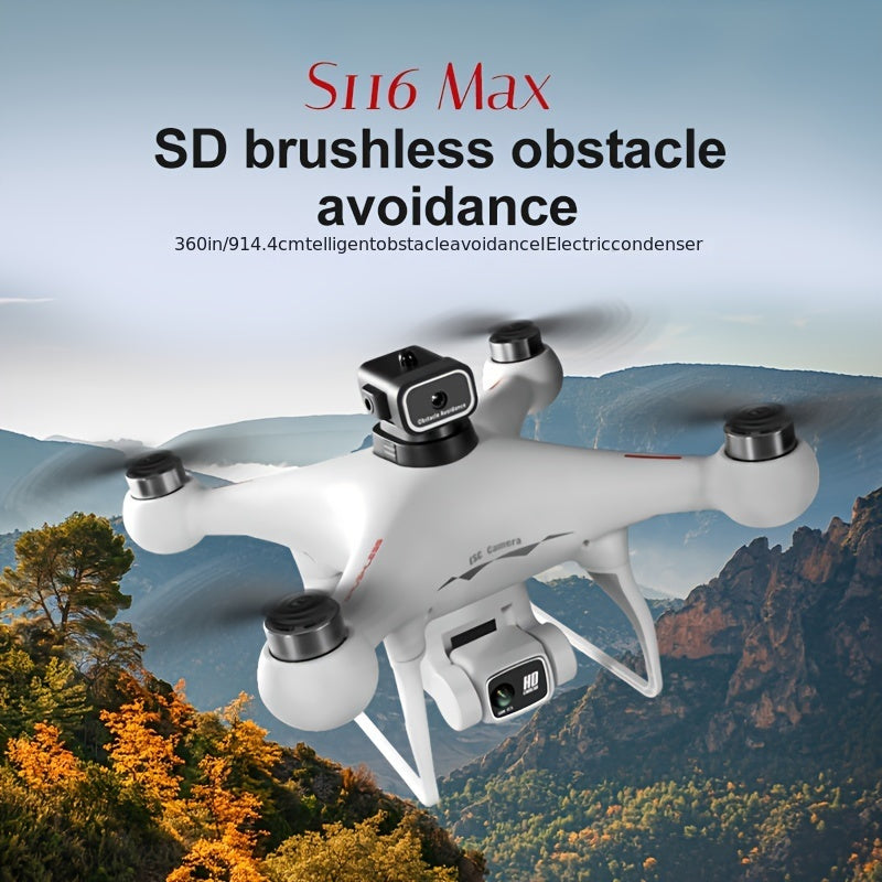 8K Drone with 2 Batteries Durable S116 MAX Brushless Optical Flow Drone with Dual Cameras, WIFI FPV, 360° Obstacle Avoidance