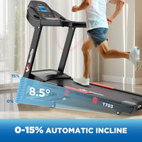 4HP Folding Treadmill with 15% Auto Incline, 10MPH Compact Treadmills for Home with 300LBS Capacity