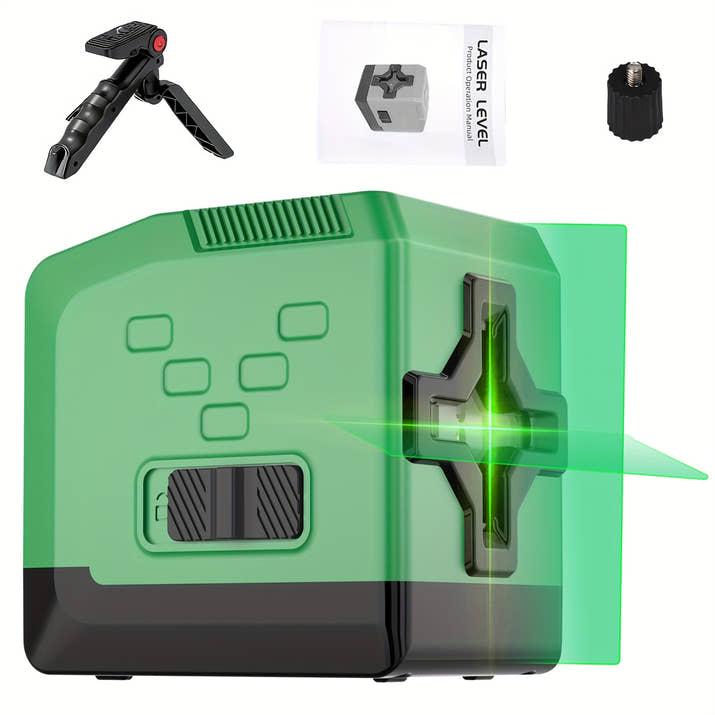Green Laser Level Kit - 360° Self-Leveling, 16 Lines, Remote Control, Rechargeable Battery, Tripod Stand, Portable Hard Case