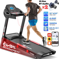 4HP Folding Treadmill with 15% Auto Incline, 10MPH Compact Treadmills for Home with 300LBS Capacity