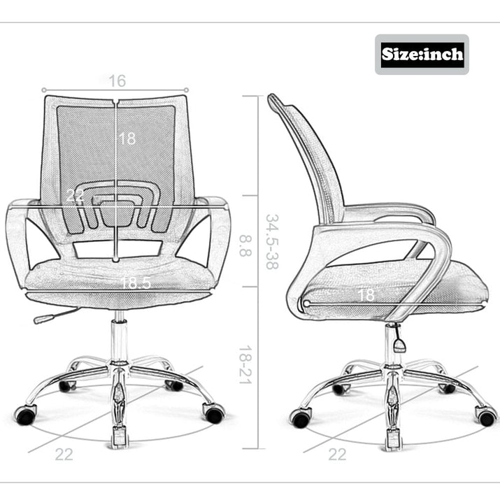 Ergonomic Office Chair, Lumbar Support, Adjustable Height with Armrests for Adults
