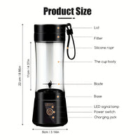 12.85 Oz Rechargeable Portable Blender Cup, Electric USB Juicer Blender