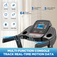 4HP Folding Treadmill with 15% Auto Incline, 10MPH Compact Treadmills for Home with 300LBS Capacity