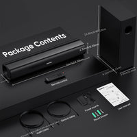 Sound Bars for TV with Subwoofer, 2.1CH Soundbar for TV, PC, Gaming, Bluetooth Surround Sound System for TV
