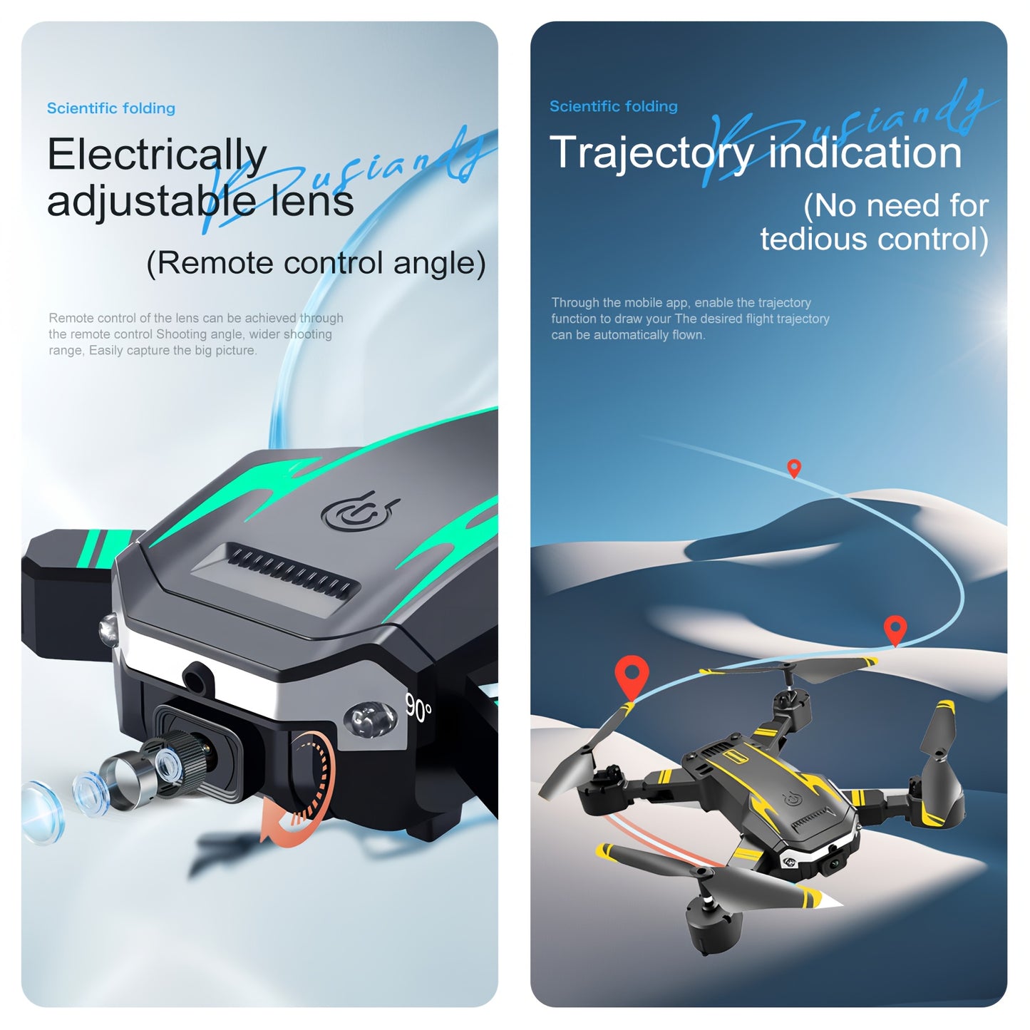 Drone with 4K HD Dual Cameras, 540° Obstacle Avoidance Brushless Motor, FPV Real-Time View