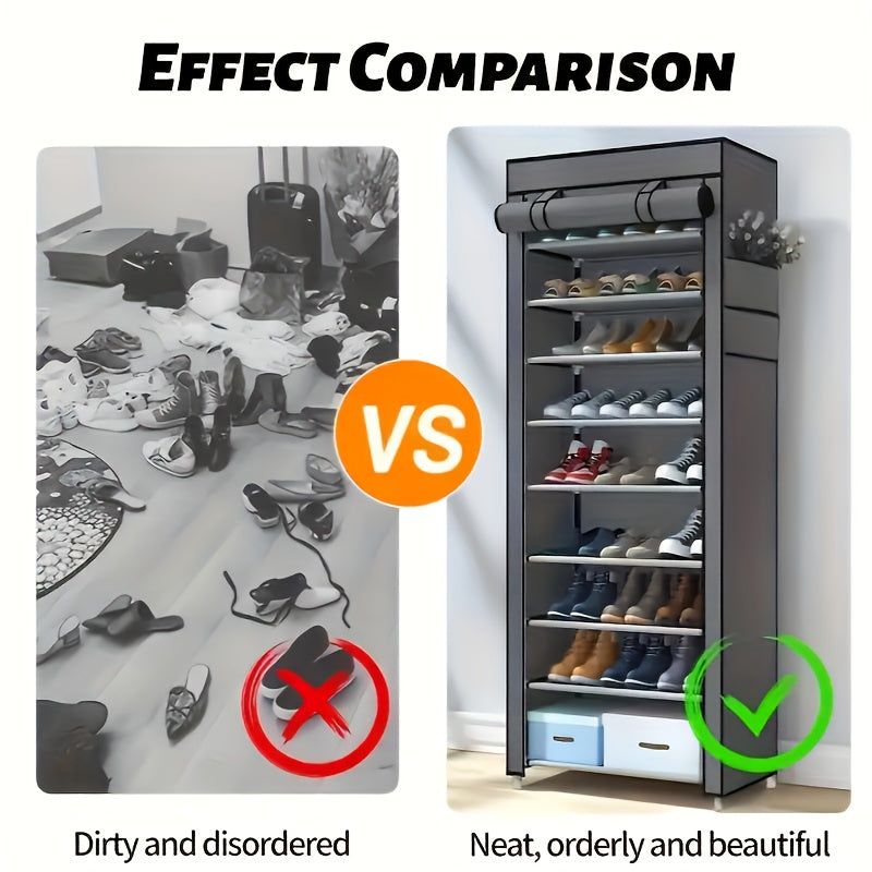 5-10 Layer Shoe Rack with Non-woven Fabric Cover, Easy to Assemble, Portable Shoe Cabinet, Can Store 27-35 Pairs Of Shoes