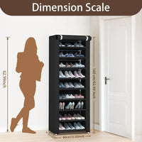 10-Tier Shoe Rack Organizer for Entryway, 27 Pairs Capacity Shoe Storage Shelf, 62.99*23.62*15.7 Inch, Black