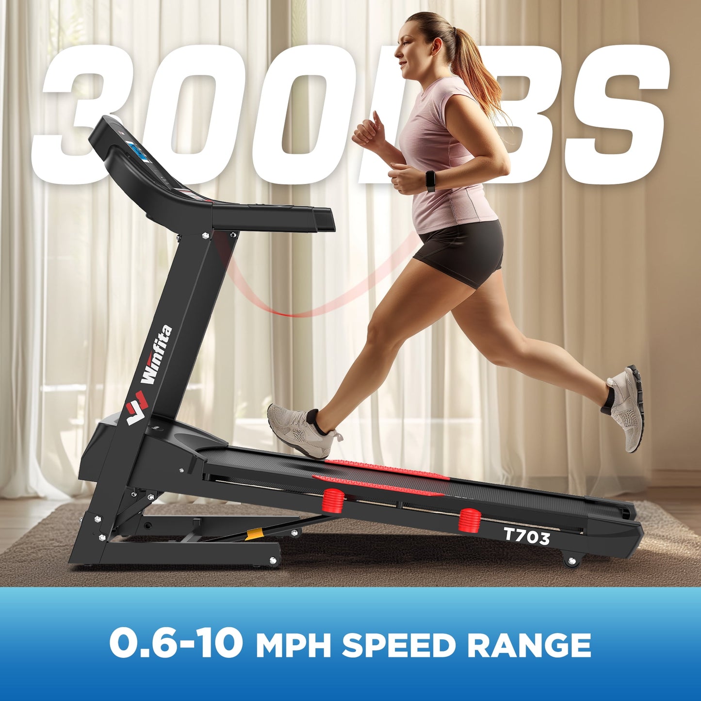 4HP Folding Treadmill with 15% Auto Incline, 10MPH Compact Treadmills for Home with 300LBS Capacity
