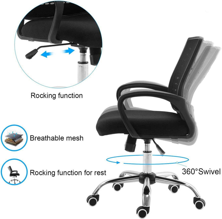 Ergonomic Office Chair, Lumbar Support, Adjustable Height with Armrests for Adults