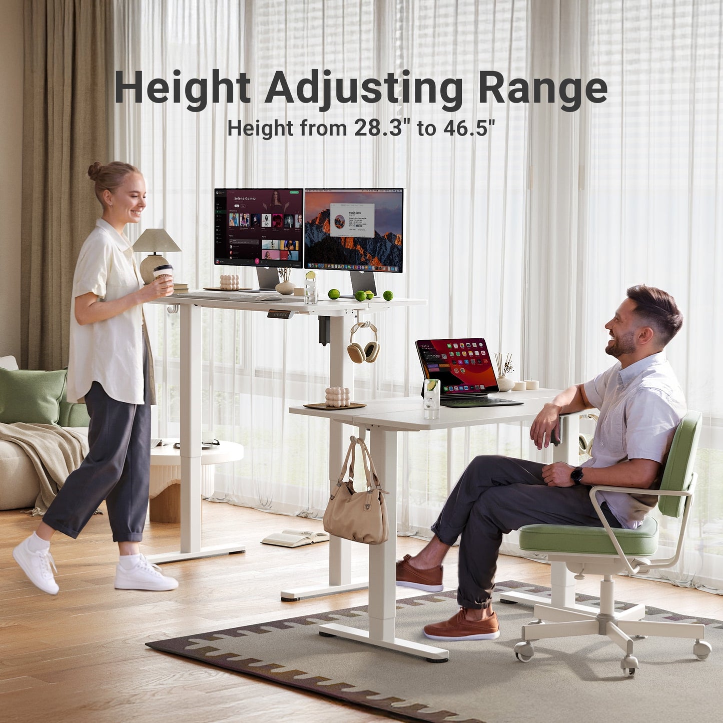 Electric Adjustable Standing Desk 48 x 24 Inches & 55 x 24 Inches