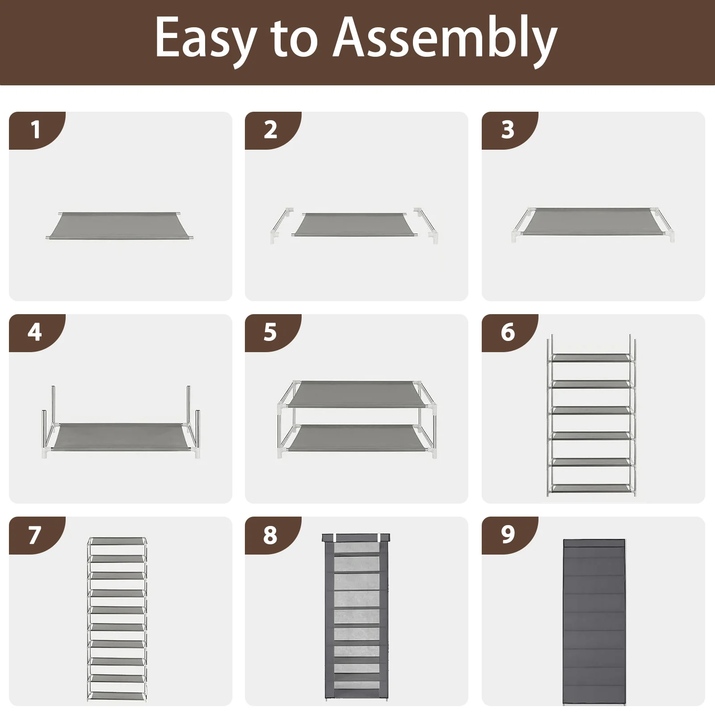 10-Tier Shoe Rack Organizer for Entryway, 27 Pairs Capacity Shoe Storage Shelf, 62.99*23.62*15.7 Inch, Black