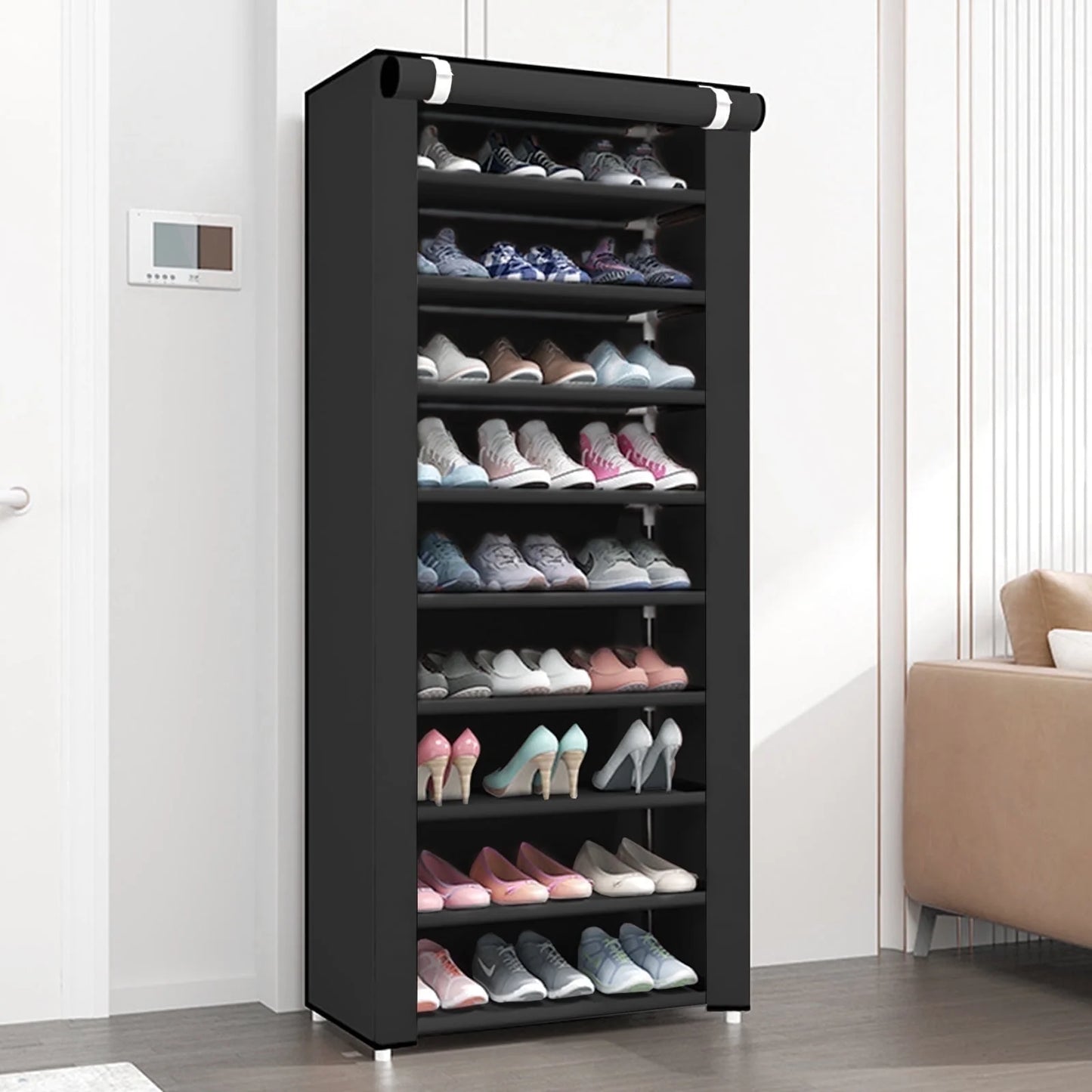 10-Tier Shoe Rack Organizer for Entryway, 27 Pairs Capacity Shoe Storage Shelf, 62.99*23.62*15.7 Inch, Black