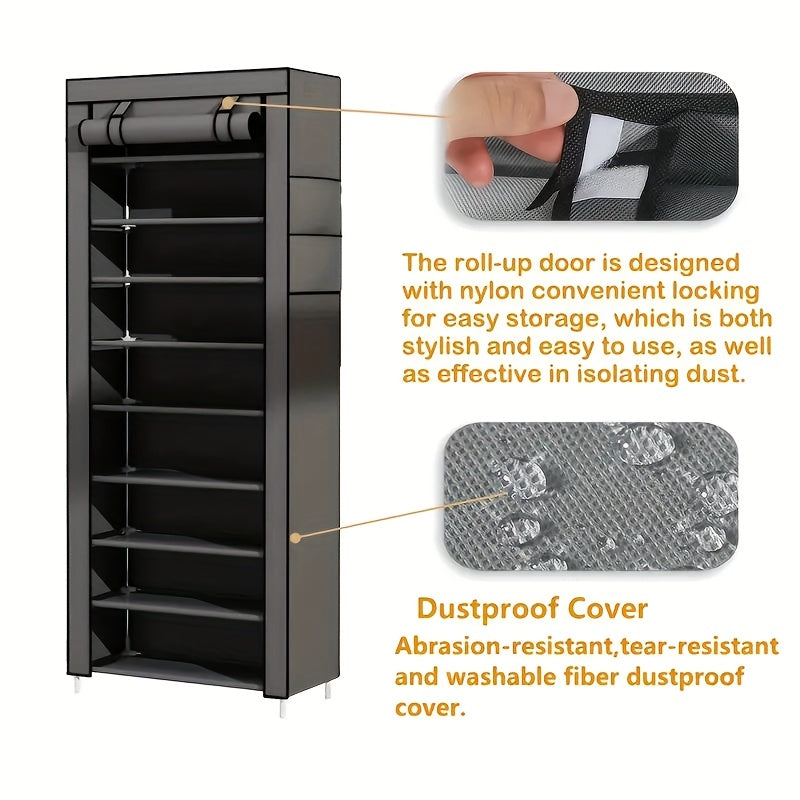 5-10 Layer Shoe Rack with Non-woven Fabric Cover, Easy to Assemble, Portable Shoe Cabinet, Can Store 27-35 Pairs Of Shoes