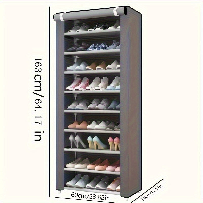 5-10 Layer Shoe Rack with Non-woven Fabric Cover, Easy to Assemble, Portable Shoe Cabinet, Can Store 27-35 Pairs Of Shoes