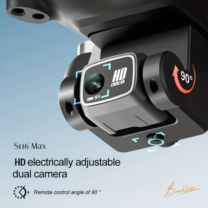 8K Drone with 2 Batteries Durable S116 MAX Brushless Optical Flow Drone with Dual Cameras, WIFI FPV, 360° Obstacle Avoidance