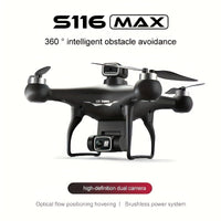 8K Drone with 2 Batteries Durable S116 MAX Brushless Optical Flow Drone with Dual Cameras, WIFI FPV, 360° Obstacle Avoidance