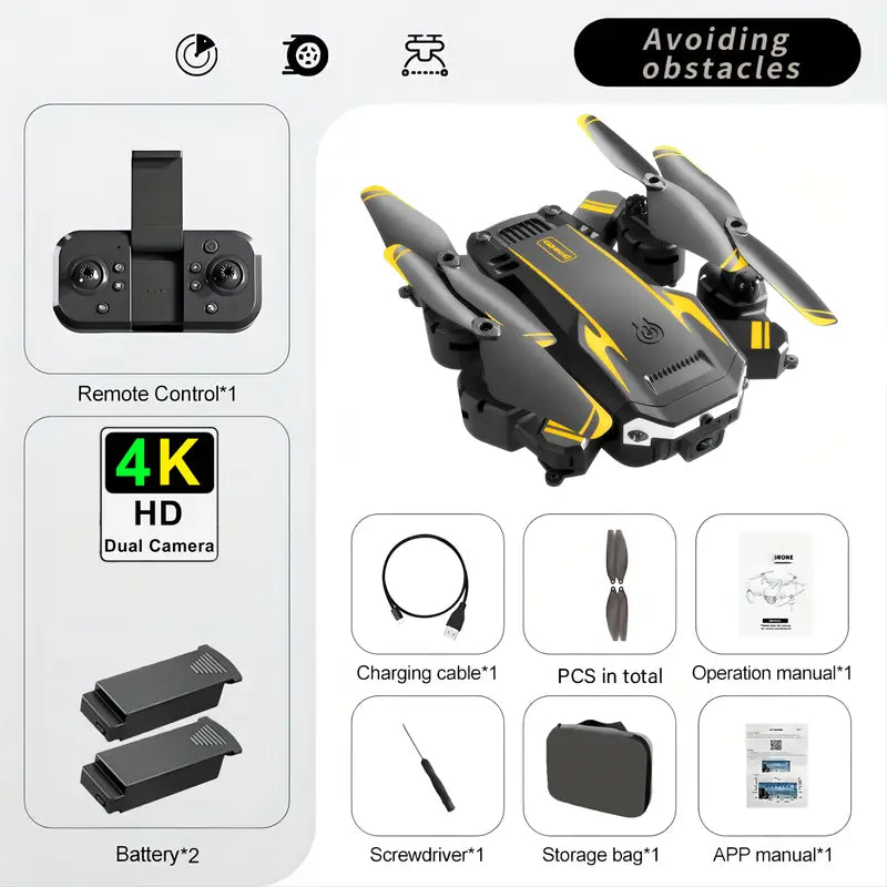 Drone with 4K HD Dual Cameras, 540° Obstacle Avoidance Brushless Motor, FPV Real-Time View
