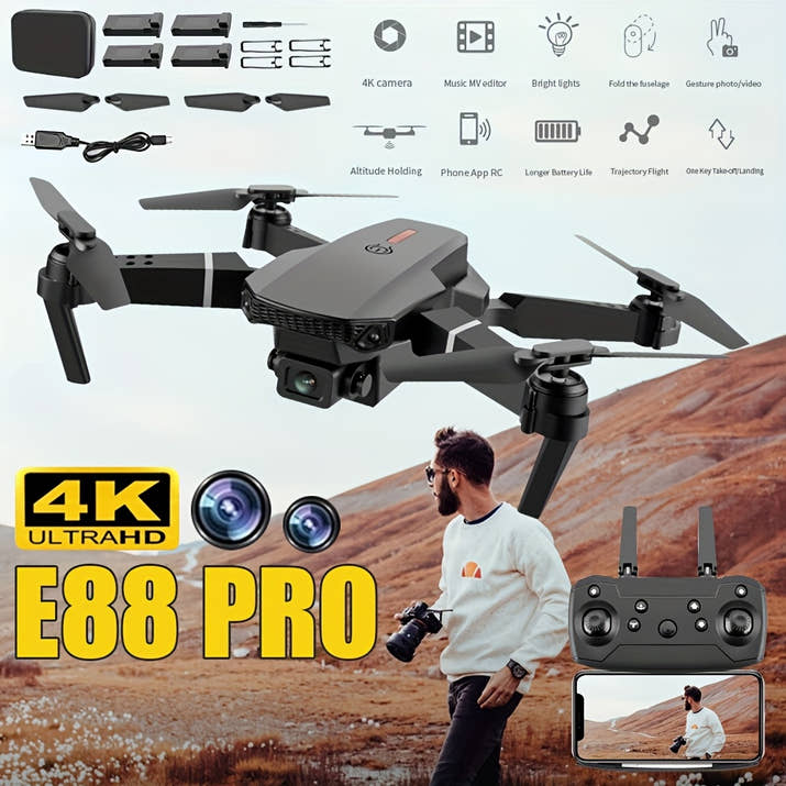E88 Foldable Drone with Dual Camera, Obstacle Avoidance