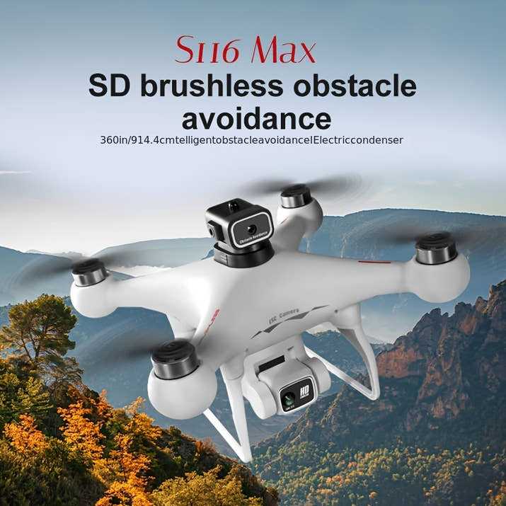 8K Drone with 2 Batteries Durable S116 MAX Brushless Optical Flow Drone with Dual Cameras, WIFI FPV, 360° Obstacle Avoidance
