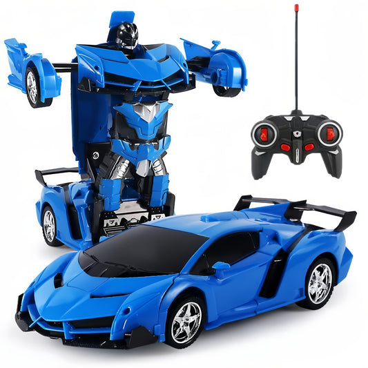Remote Control Car, One-button Deformation Robot Remote Control Toy Car With Cool LED Headlights