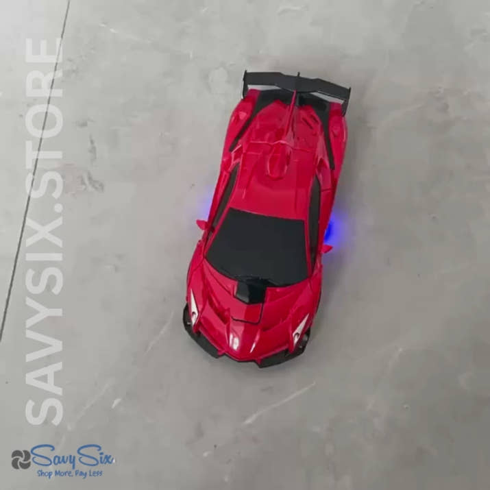 Remote Control Car, One-button Deformation Robot Remote Control Toy Car With Cool LED Headlights